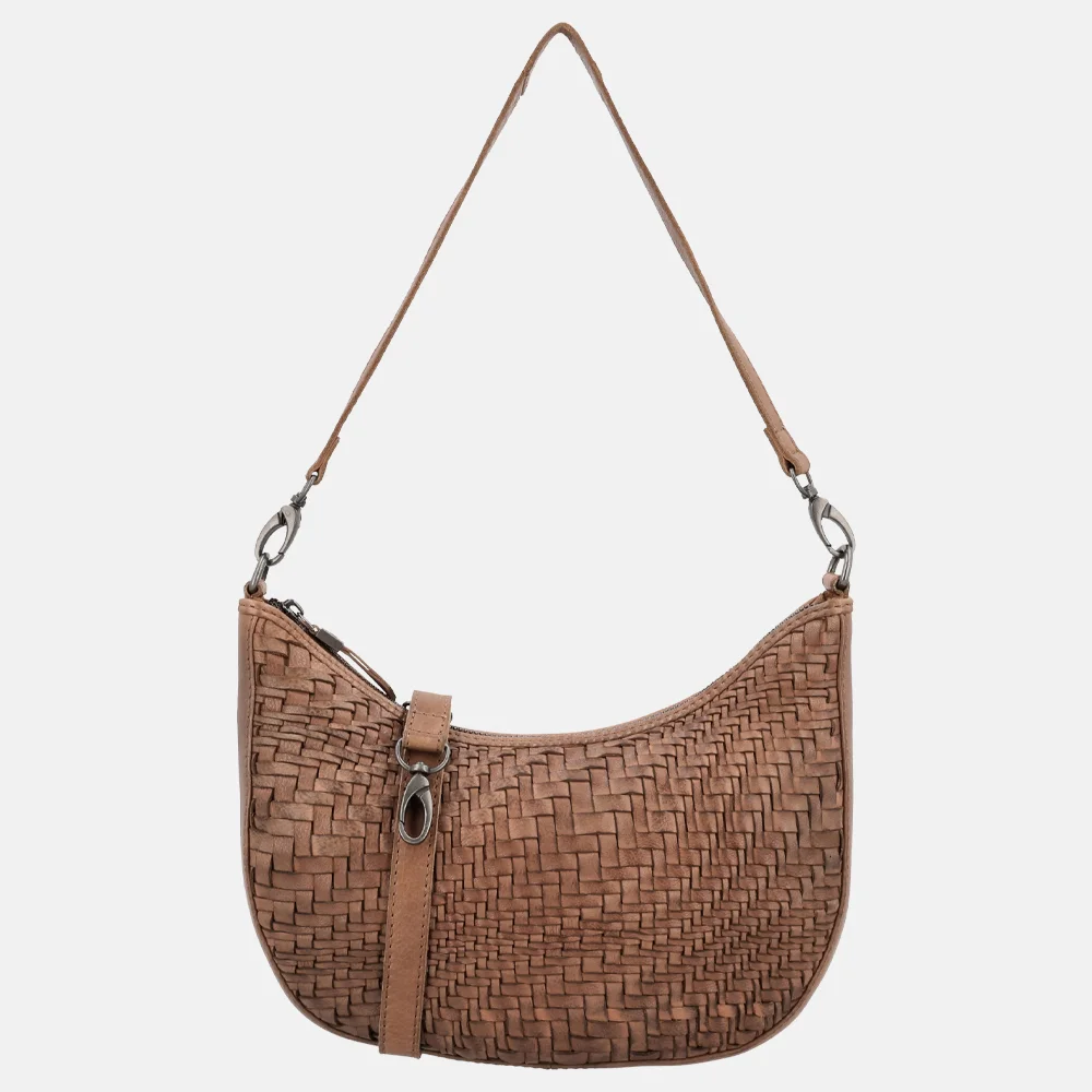 Hide & Stitches schoudertas vlechtwerk bruin